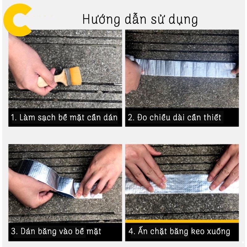 Cuộn 5 Mét Băng Keo Dán Rộng 20cm Miếng Siêu Dính, Chống Thấm Nước, Keo Chống Dột 20cm