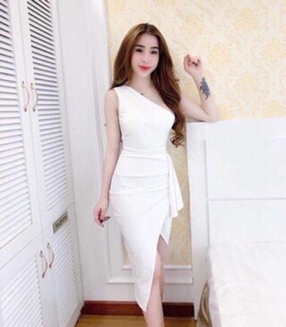 Đầm body lệch vai sexy sang chảnh có mút ngực