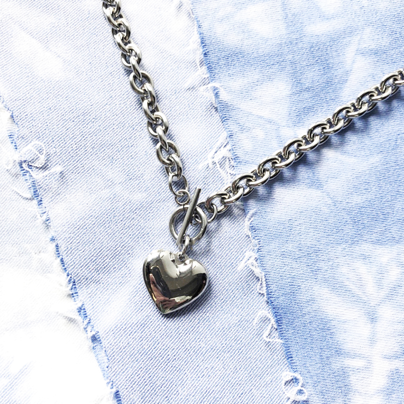 Dây chuyền nam nữ trái tim sáng bóng không gỉ