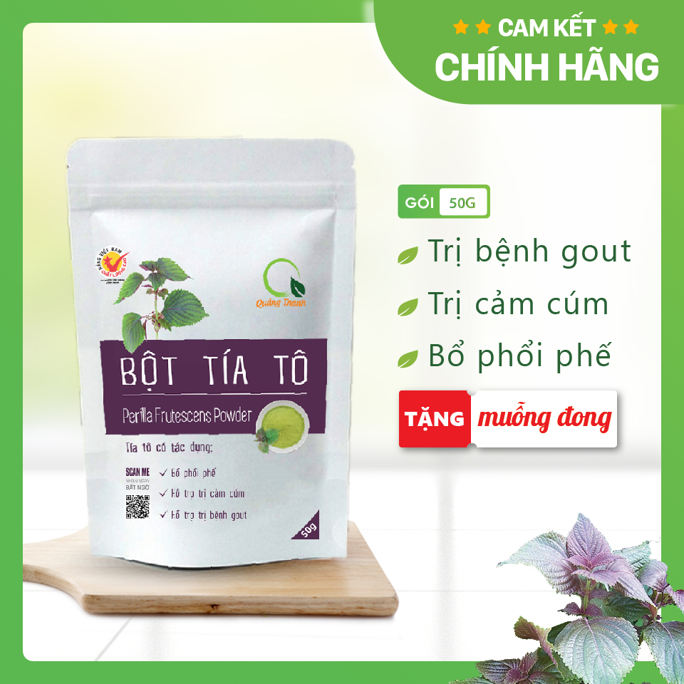 [CHÍNH HÃNG] Bột Tía Tô Quảng Thanh 100% Nguyên Chất Sấy Lạnh - Bổ phổi phế, đẹp da, hỗ trợ bệnh Gout - Gói 50 gr