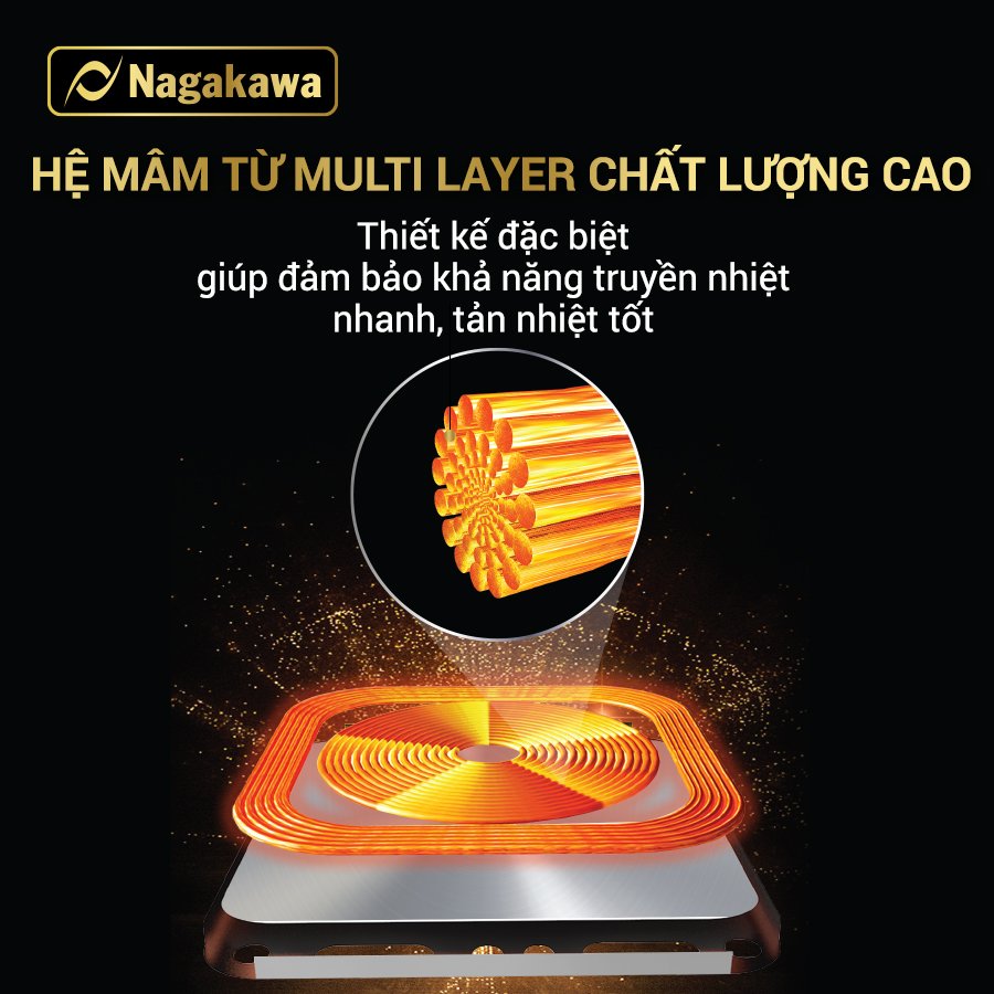 Miễn phí giao lắp toàn quốc - Bếp Đôi Điện Từ Nagakawa NK2C05MB - Made in Malaysia - Bảo hành 5 năm - Hàng Chính Hãng