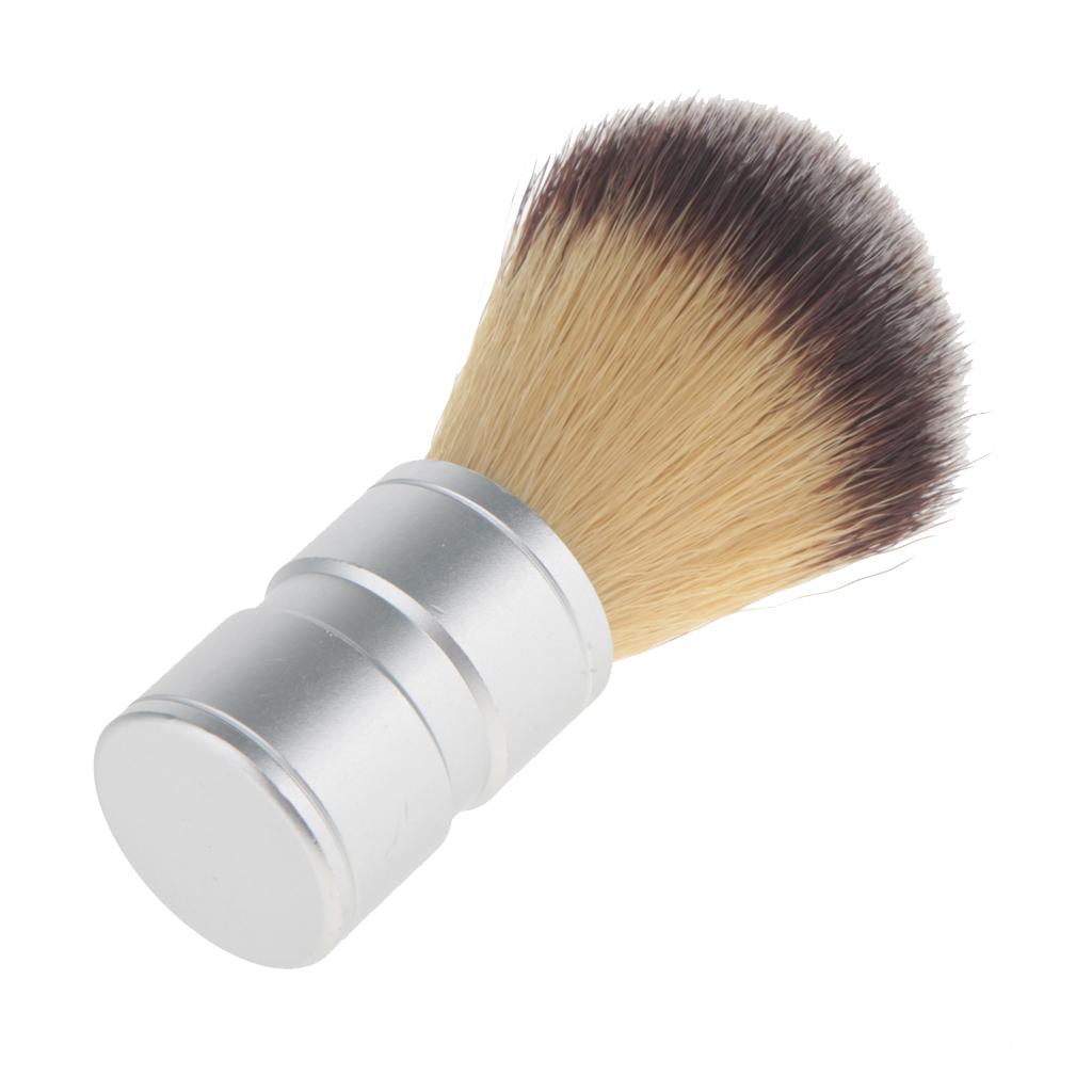 Men's Facial Shaving Nylon Hair Brush Alloy Handle Shave Tool Beard Clean