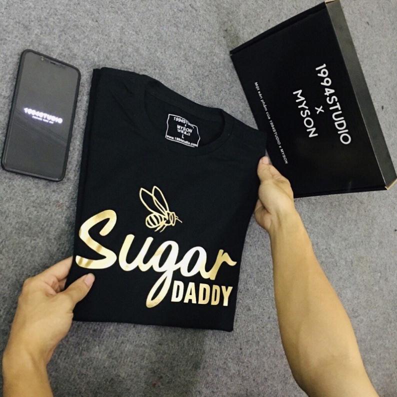 Áo phông Sugar Daddy và Sugar Baby Áo unisex, áo phông nam nữ đen trắng from rộng, vải cotton xịn