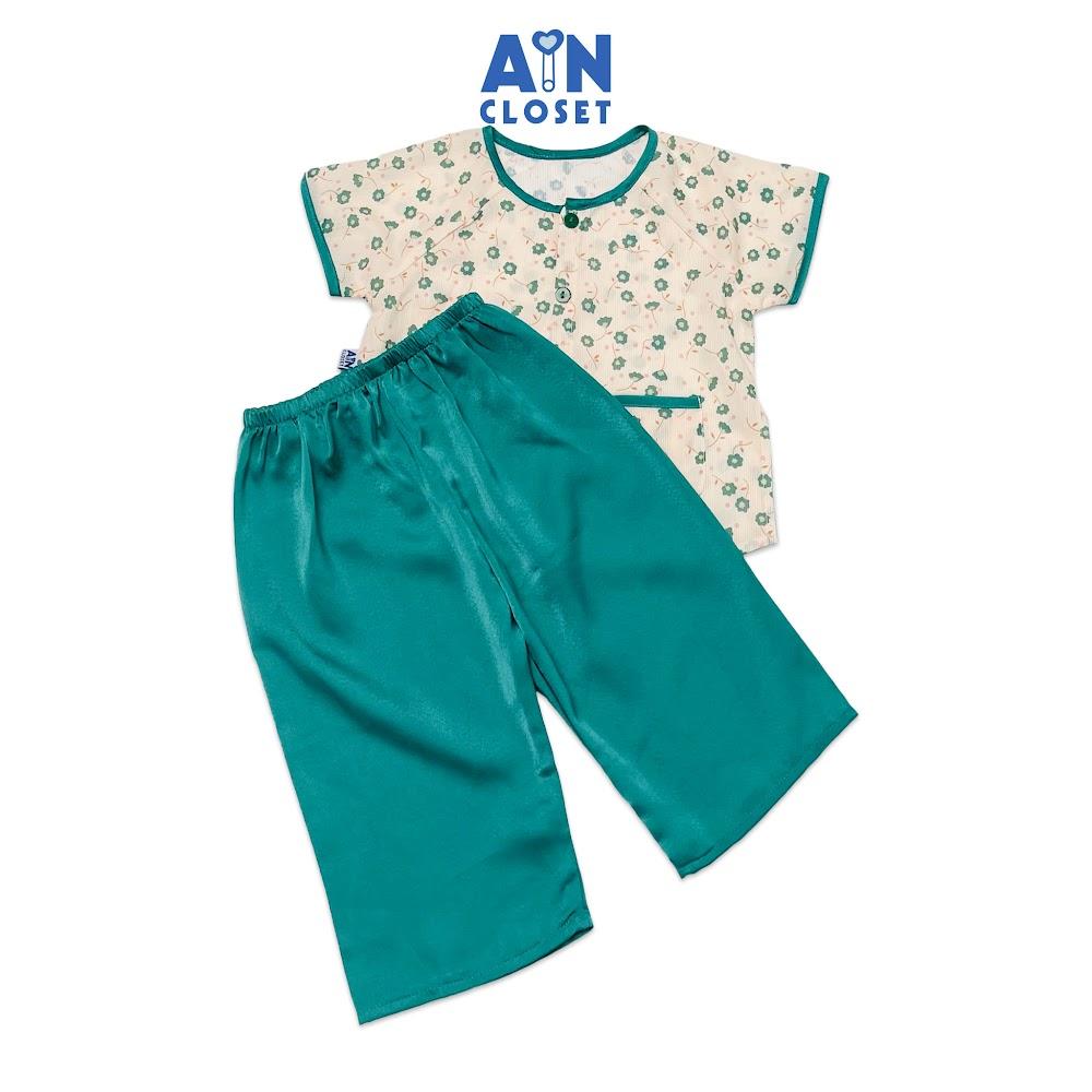 Bộ quần áo bà ba dài tay ngắn bé gái họa tiết Hoa xanh lụa - AICDBGN6FYH3 - AIN Closet