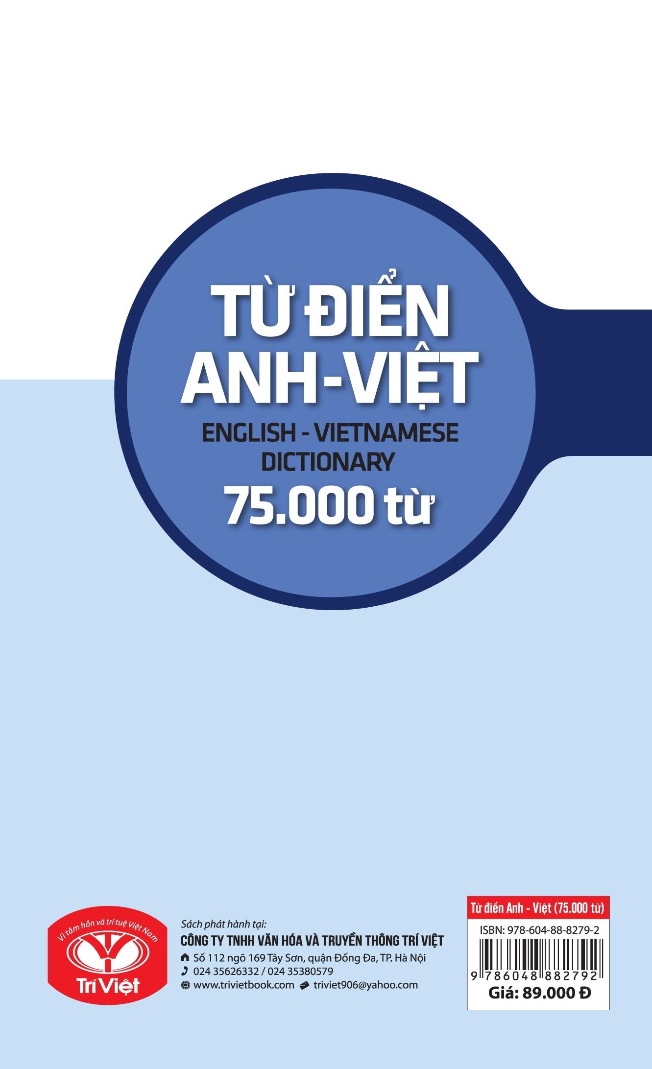Từ Điển Anh - Việt 75.000 Từ