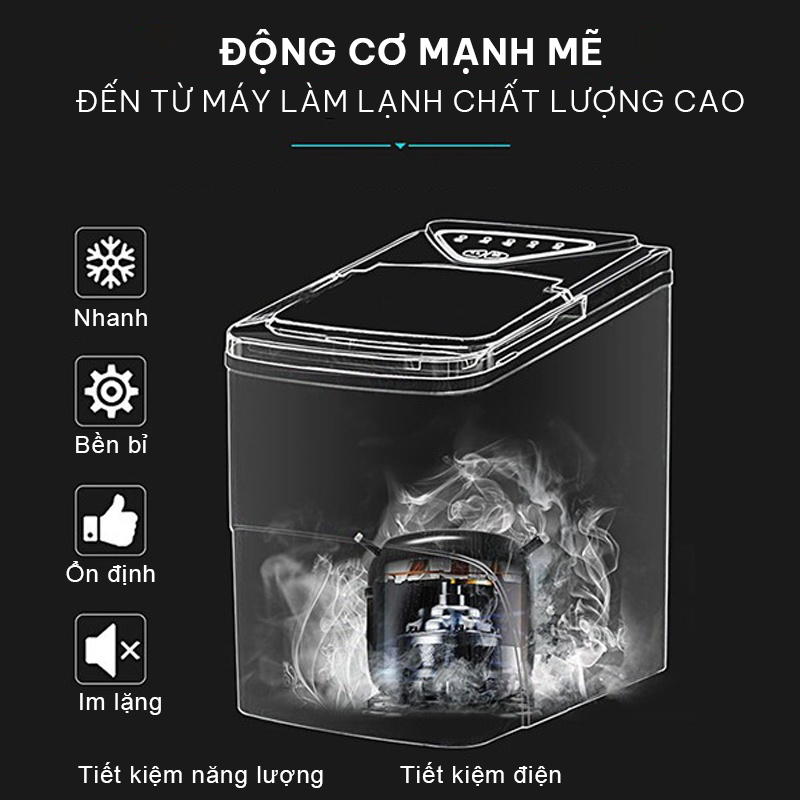 Máy Làm Đá Viên Tự Động KAISA VILLA JD-8076 Thời Gian 6 Phút  Dung Tích 2L Công Suất 105W - Hàng Chính Hãng