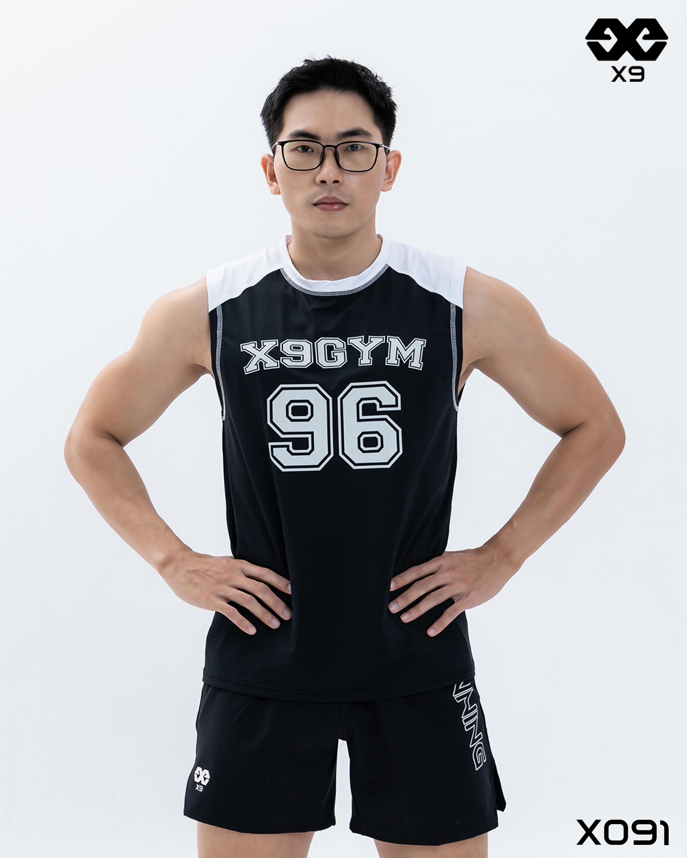 Áo Thun Ba Lỗ TankTop Thể Thao Nam Phối Vai form suông rộng tập gym chạy bộ pickleball bóng rổ - X9 Sportswear - X091