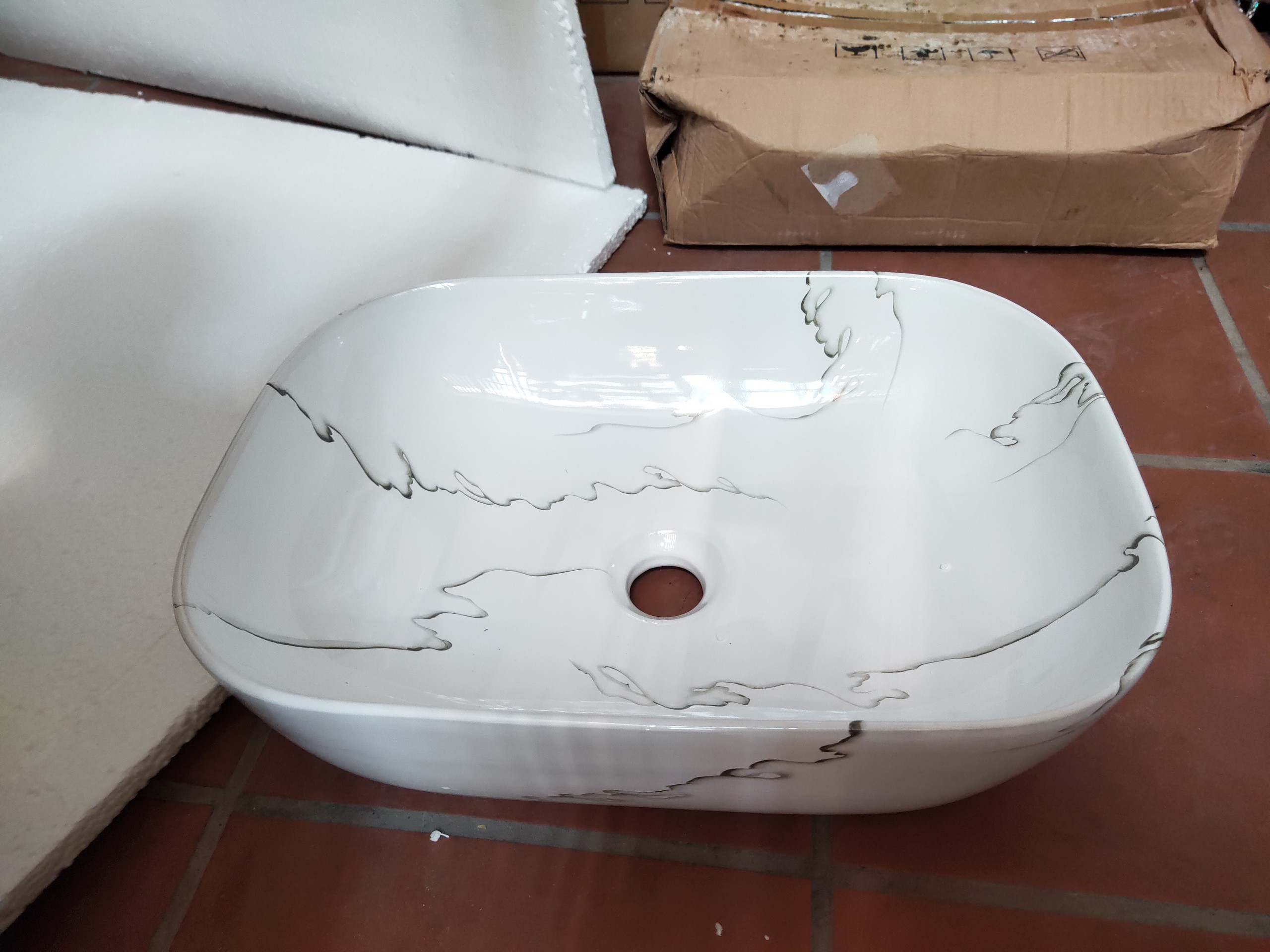 CHẬU LAVABO ĐẶT BÀN HÌNH CHỮ NHẬT VÂN ĐÁ TỰ NHIÊN CAO CẤP2