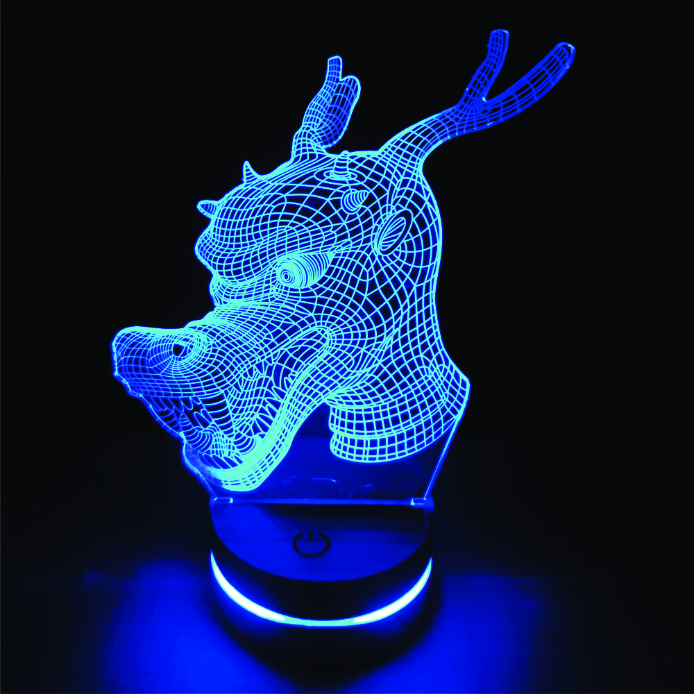 Đầu rồng, Đèn 3D led, Đèn ngủ thay đổi 16 màu
