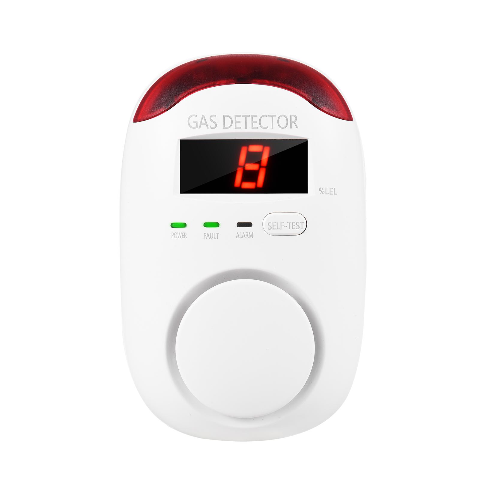 WA886 Smoke Alarm Plug-in Type Gas Alarm LED Digital Display Combustible Gas Leak Detector Methane Monitor with Voice Warning