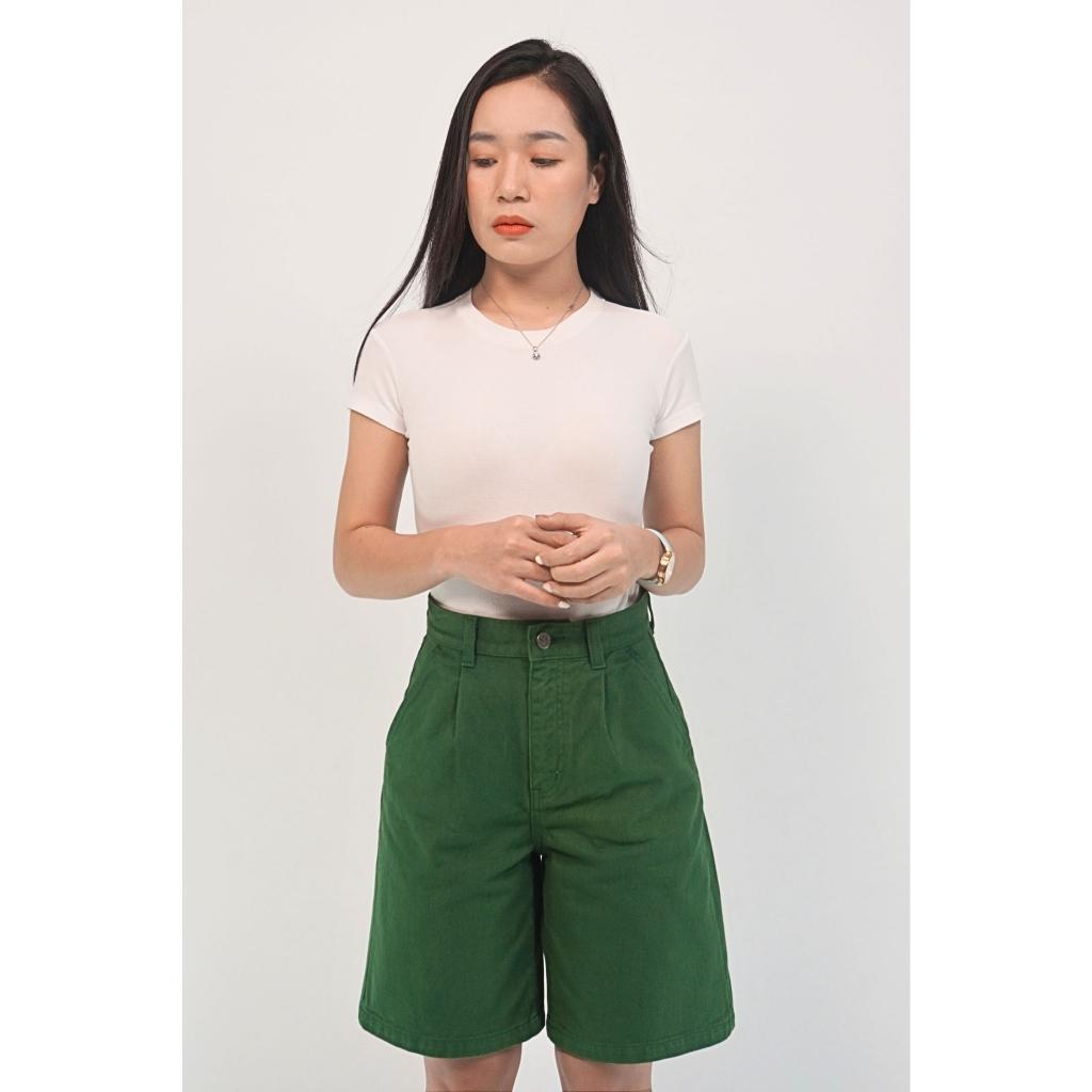 Quần short nữ ngang đùi S06, Quần SOOC khaki nữ cao cấp , Vải Dày dặn giữ form  - thương hiệu Samma Jeans - Xanh lá