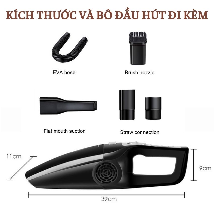 Máy Hút Bụi Ô Tô Cầm Tay Mini Không Dây 120W Sử Dụng Đa Năng Trên Xe Hơi HB01