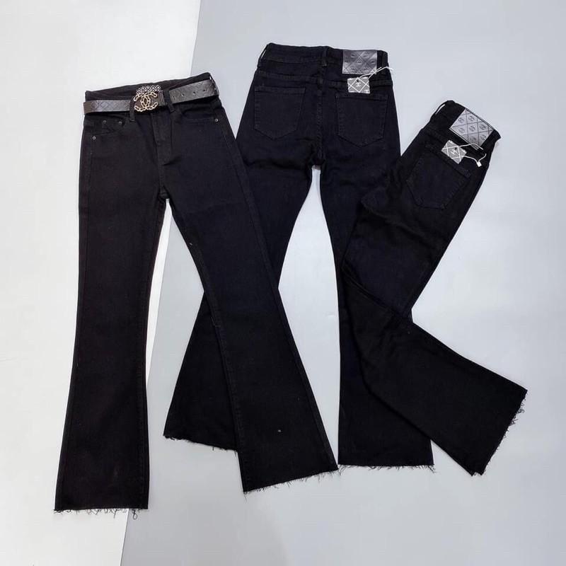 Quần jeans ống loe lửng 9 tấc 3 màu(đen-xanh nhạt-xanh đậm)