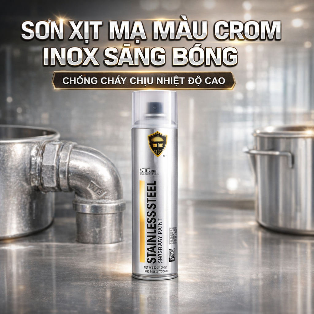Sơn Xịt Màu Crom Loại Xịn - Độ Bám Dính Cao, Chịu Nhiệt Tốt, Chuyên Dụng Cho Sắt Thép &amp; Xe Cộ