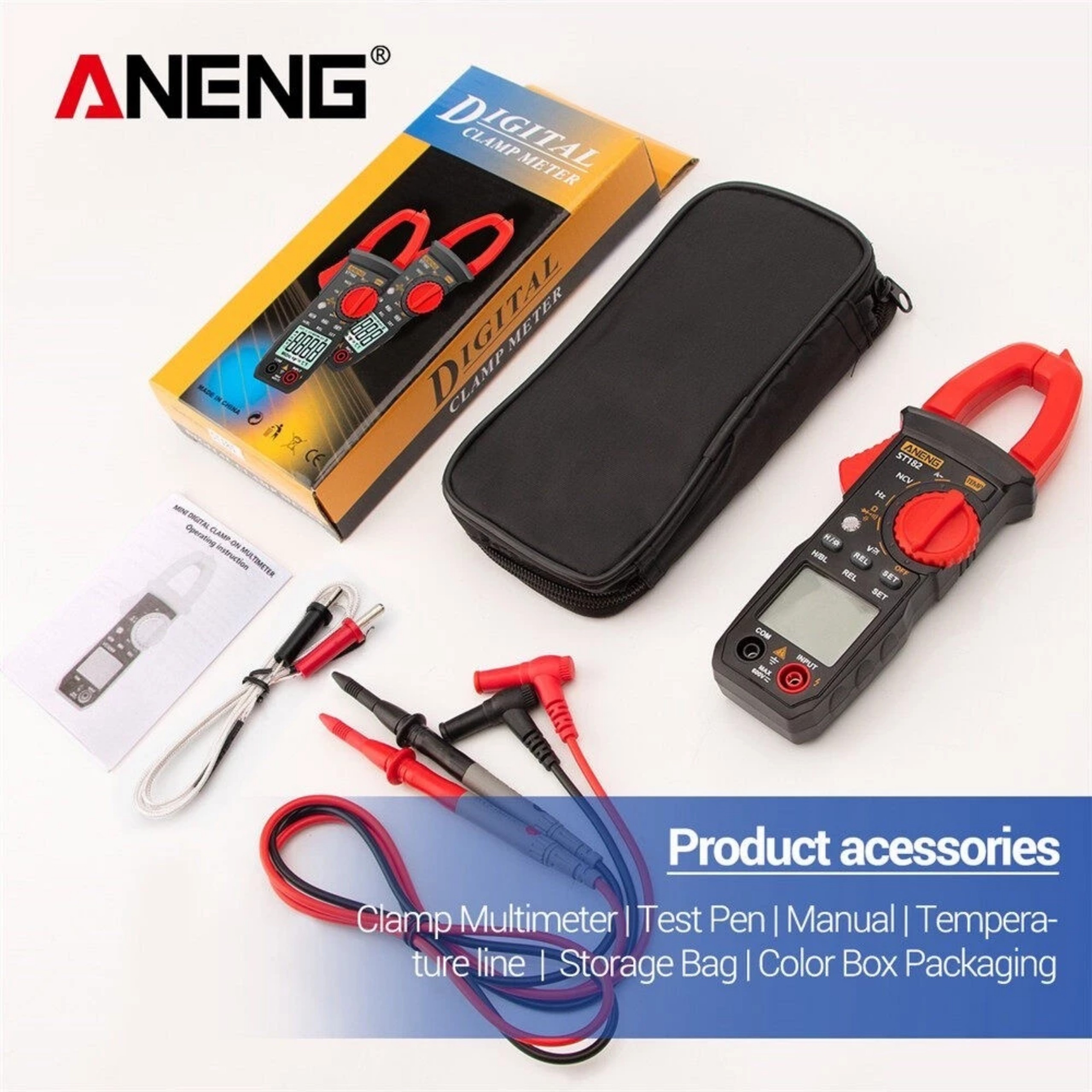 Đồng hồ đo kẹp kỹ thuật số ANENG ST182 4000 True RMS - Đo đa năng, chính xác cao