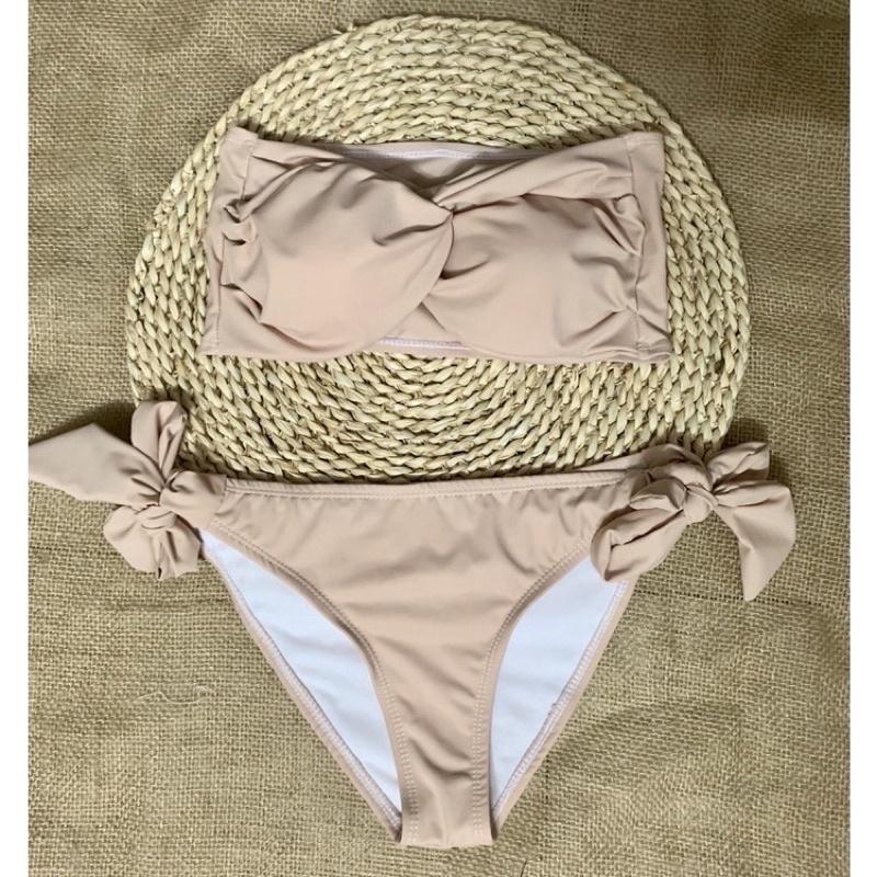 Bikini 2 mảnh áo xoắn cup ngực quần buộc nơ