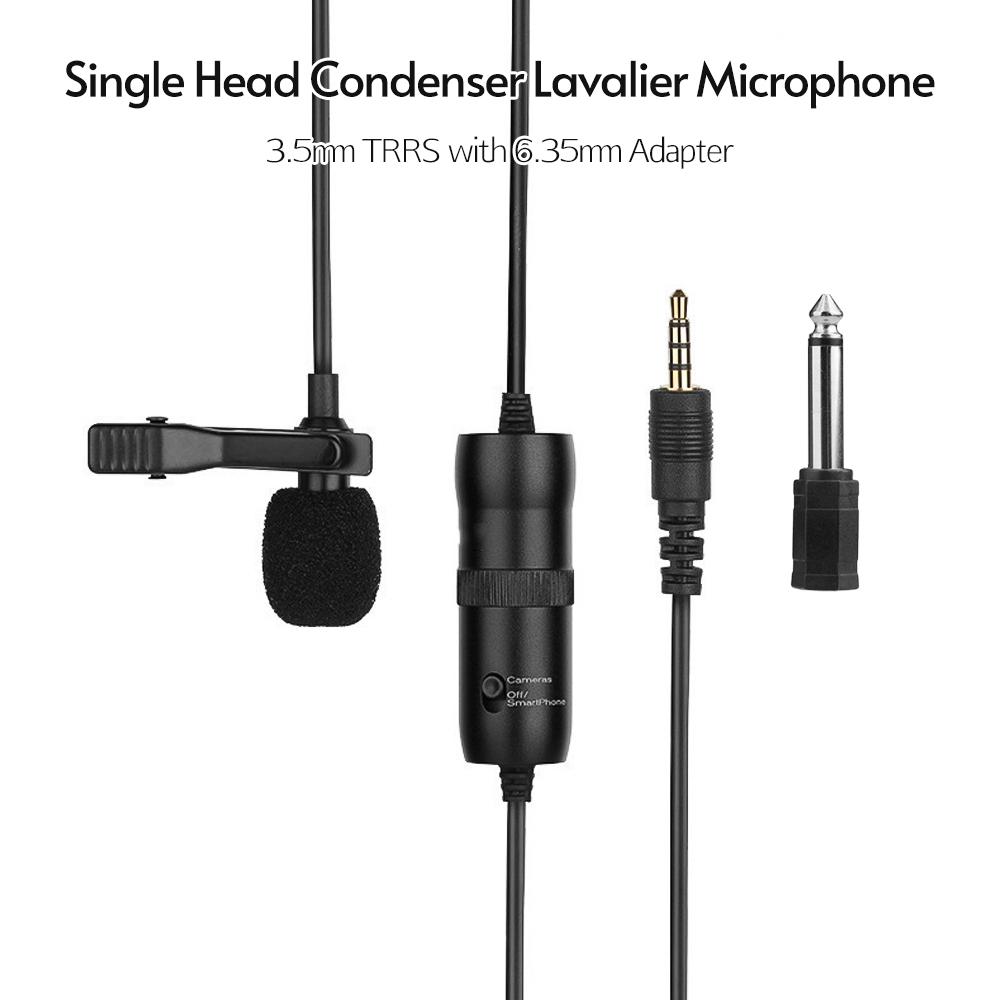 Micrô Lavalier đa hướng với giắc cắm 3,5mm TRRS 6m Cáp 6,35mm
