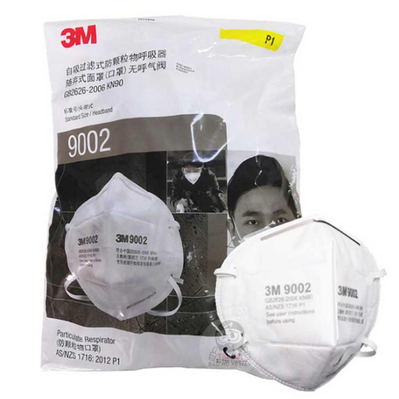 ( Dây đeo đầu) Khẩu trang 3M 9002 - Khẩu trang 3D Mask chống bụi mịn, phòng độc, chống giọt bắn