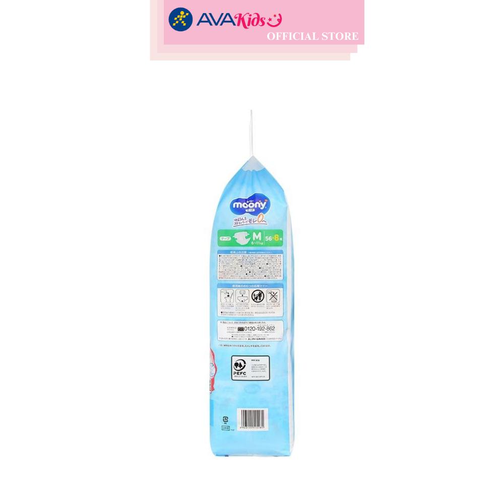 Tã dán Moony size M 56 + 8 miếng (6 - 11 kg)