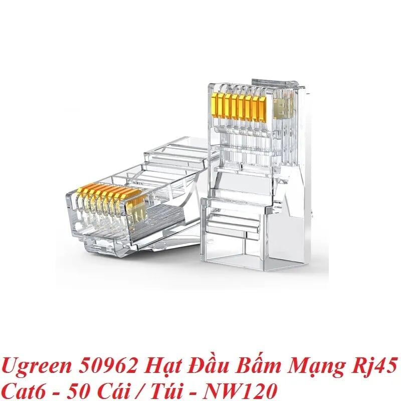 Ugreen UG50962NW120TK 50 cái 1 hộp Cat6 mạ vàng đầu bấm mạng - HÀNG CHÍNH HÃNG