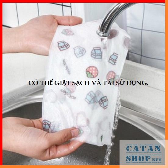 Cuộn giấy lau nhà bếp đa năng, khăn lau bếp, lau tay có thể giặt cuộn 20cm và 25cm in họa tiết