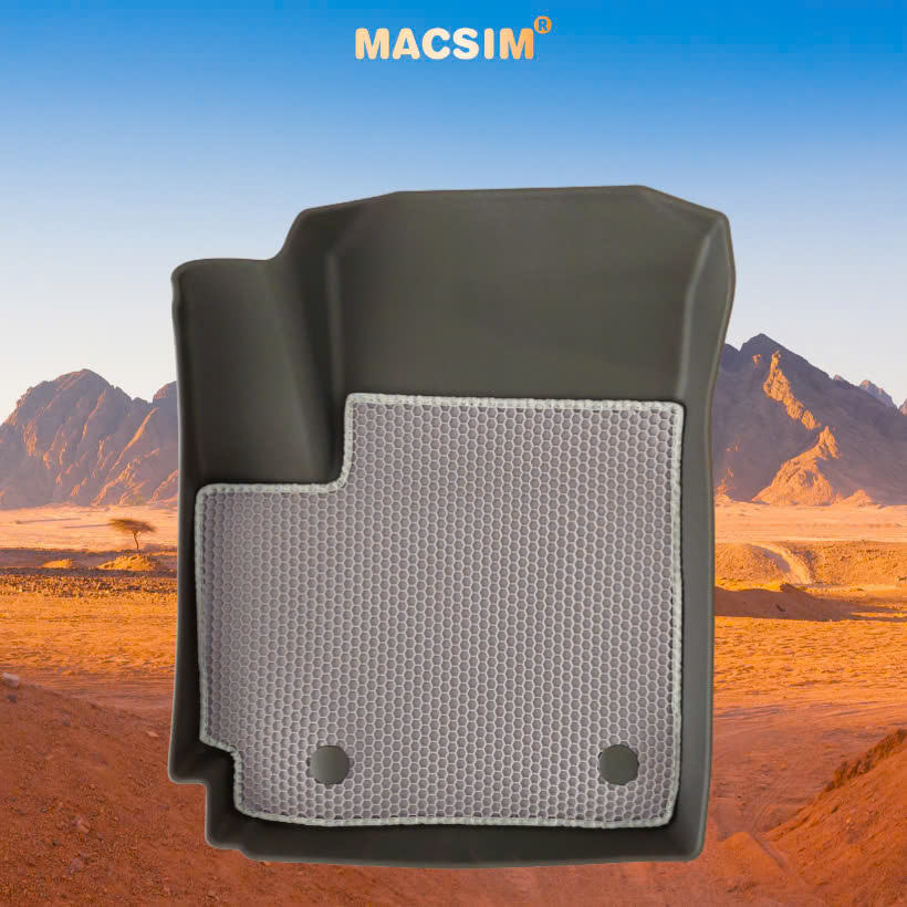 Thảm sd3 dạng lưới lục giác 2 lớp Kia Carens new (màu ghi) bề mặt cao su siêu sạch nhãn hiệu Macsim