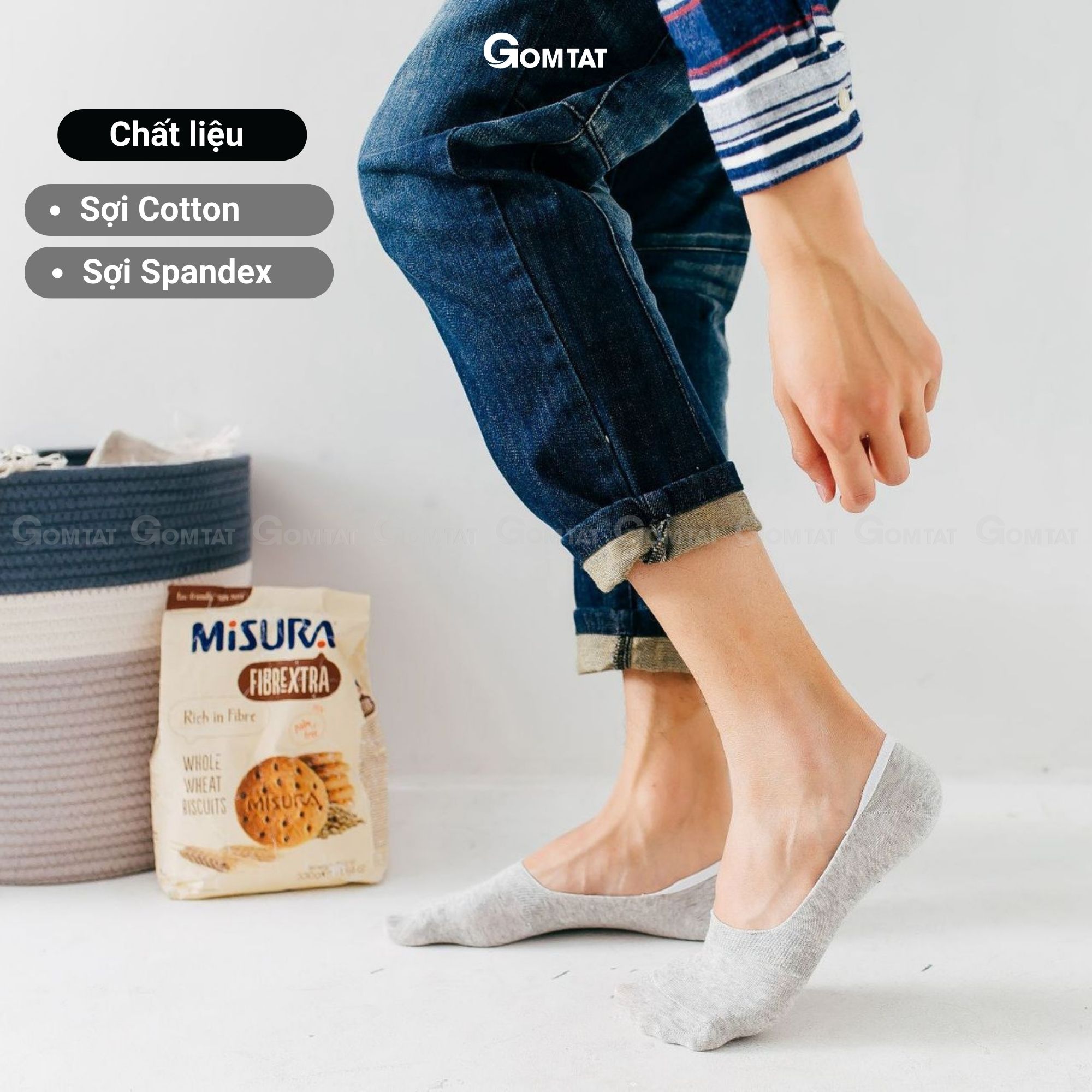 Set 5 Đôi Vớ Lười Nam , Tất Nam đi giày lười có đệm cao su chống trượt gót chân - GOMTAT-LUOI02-CB5