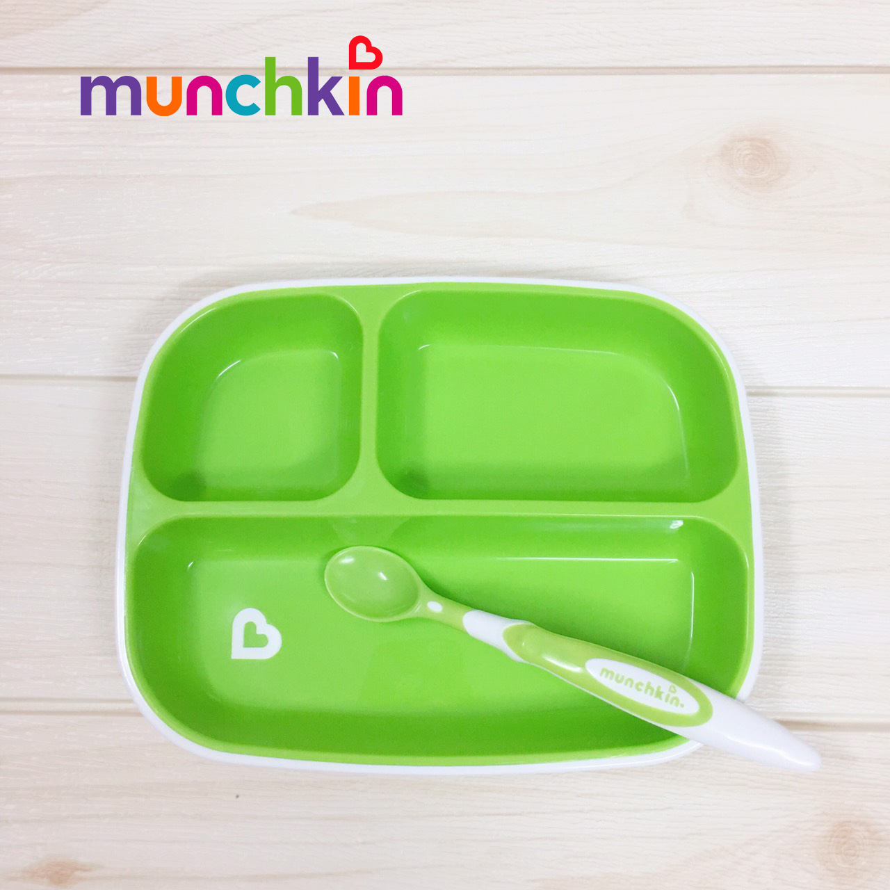Combo Đĩa Chia Ngăn Kèm Thìa Mềm Munchkin