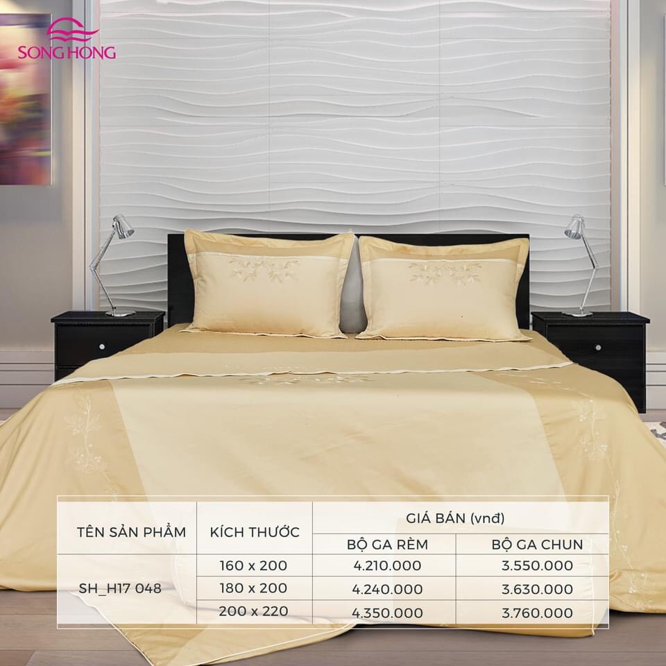 Bộ chăn ga gối cao cấp Sông Hồng H17048