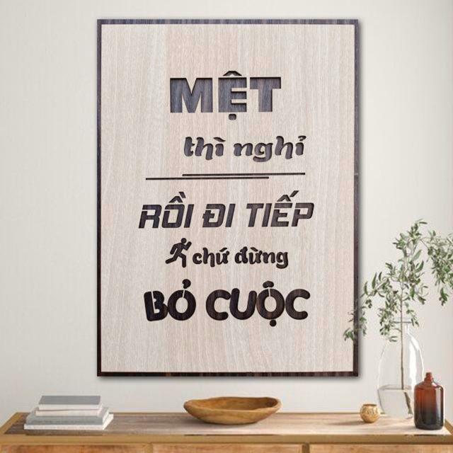 Tranh tạo động lực bằng Gỗ treo tường những câu nói slogan bất hủ ý nghĩa, Mẫu: VIAN24 .