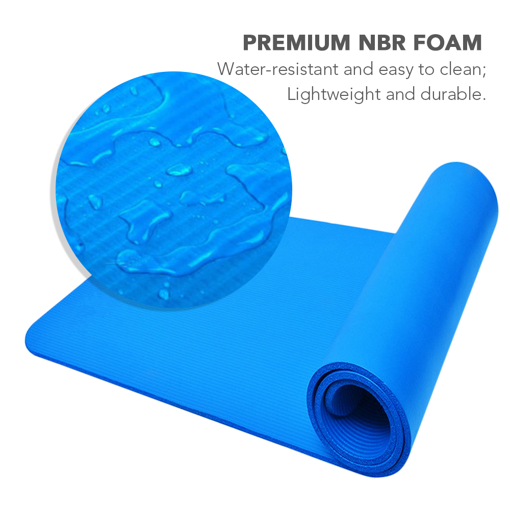 Thảm tập Yoga dày 10mm bằng bọt NBR chất lượng cao, nhẹ và bền không trơn trượt với dây đeo và túi lưới