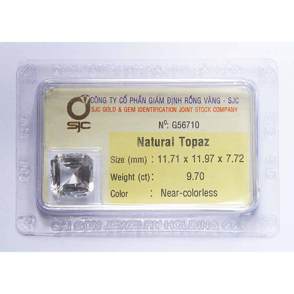 Mặt Đá Quý Topaz Trắng Tự Nhiên Mài Giác Vuông