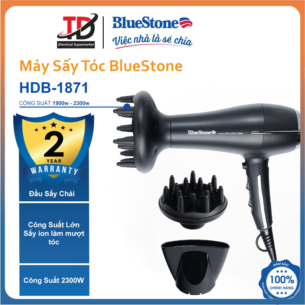 Máy sấy tóc Bluestone HDB-1871, Công Suất 2300W, Hàng Chính Hãng