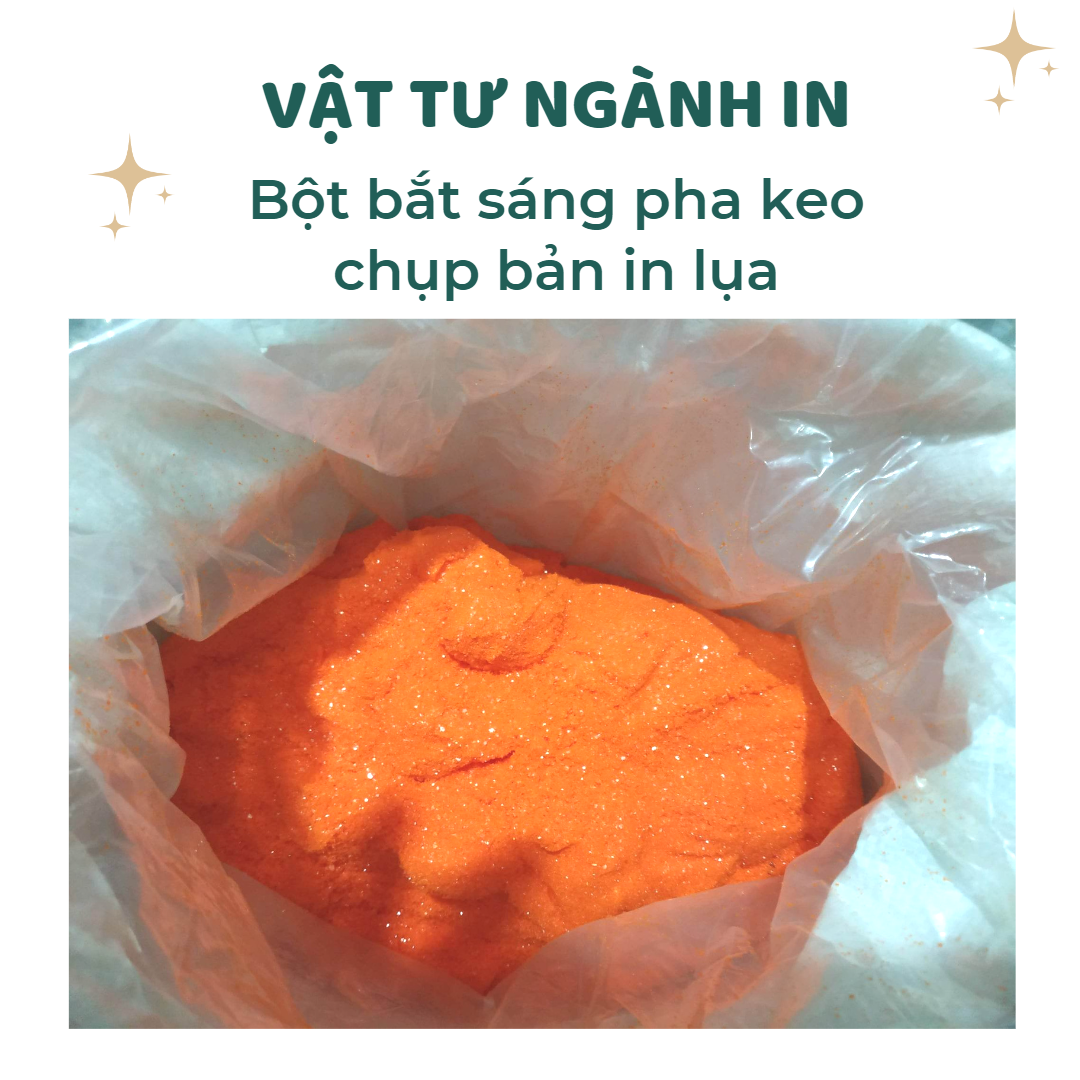 Bột bắt sáng pha keo dùng chụp bản in lụa, túi 100 gram và túi 0.5 kg