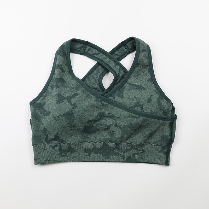 Cam Phối Liền Mạch Áo Ngực Thể Thao Nữ Tập Gym Máng Đỡ Chéo Đệm Lưng Áo Lót Thể Thao Vừa Hỗ Trợ Tập Yoga Bra Tập Luyện thể Thao Áo