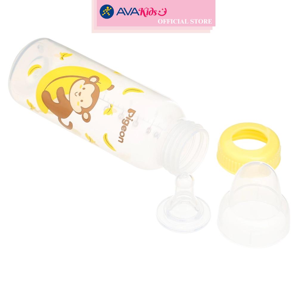 Bình sữa nhựa PP Pigeon cổ hẹp 240 ml - Hình khỉ (từ 4.5 tháng)