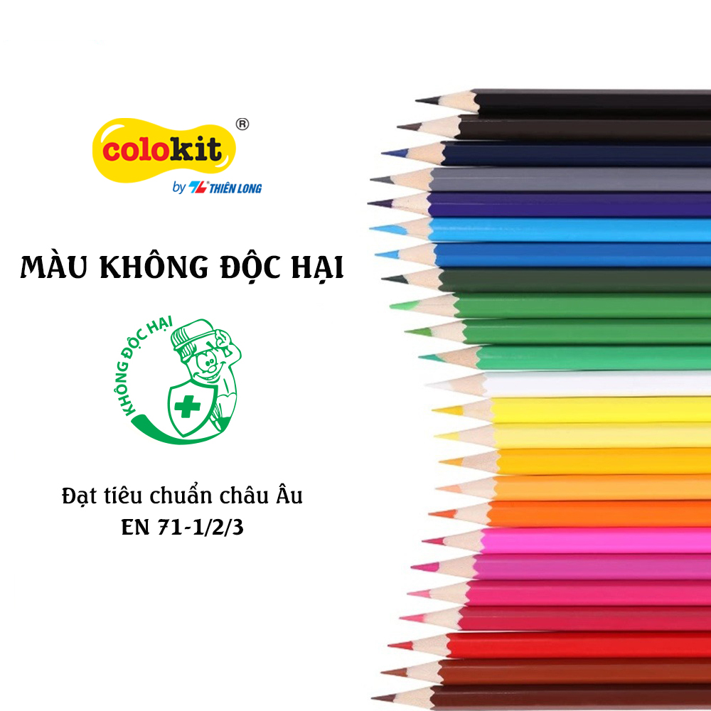 Bút chì màu chuyên nghiệp dạng lon 12/24/36 màu Thiên Long Colokit - Tiêu chuẩn châu Âu