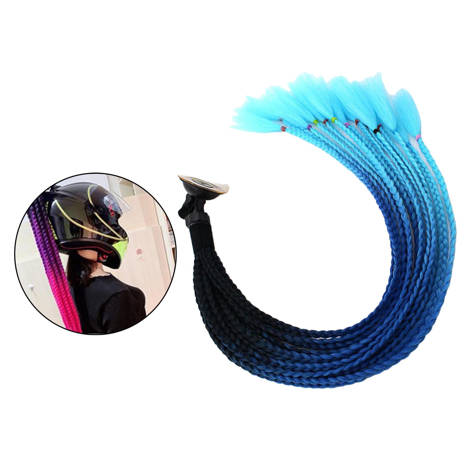 Helmet Pigtails Gradient Helmet Braids Ponytail Helmet Hair for Motorbike Motorcycle Helmet Braids Hair Tails 55cm