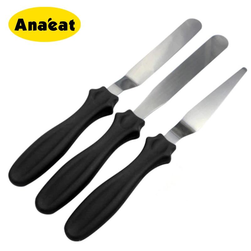 Bộ 3 dụng cụ khuấy/ phết kem ANAEAT bằng thép không gỉ tiện dụng trang trí bánh kem