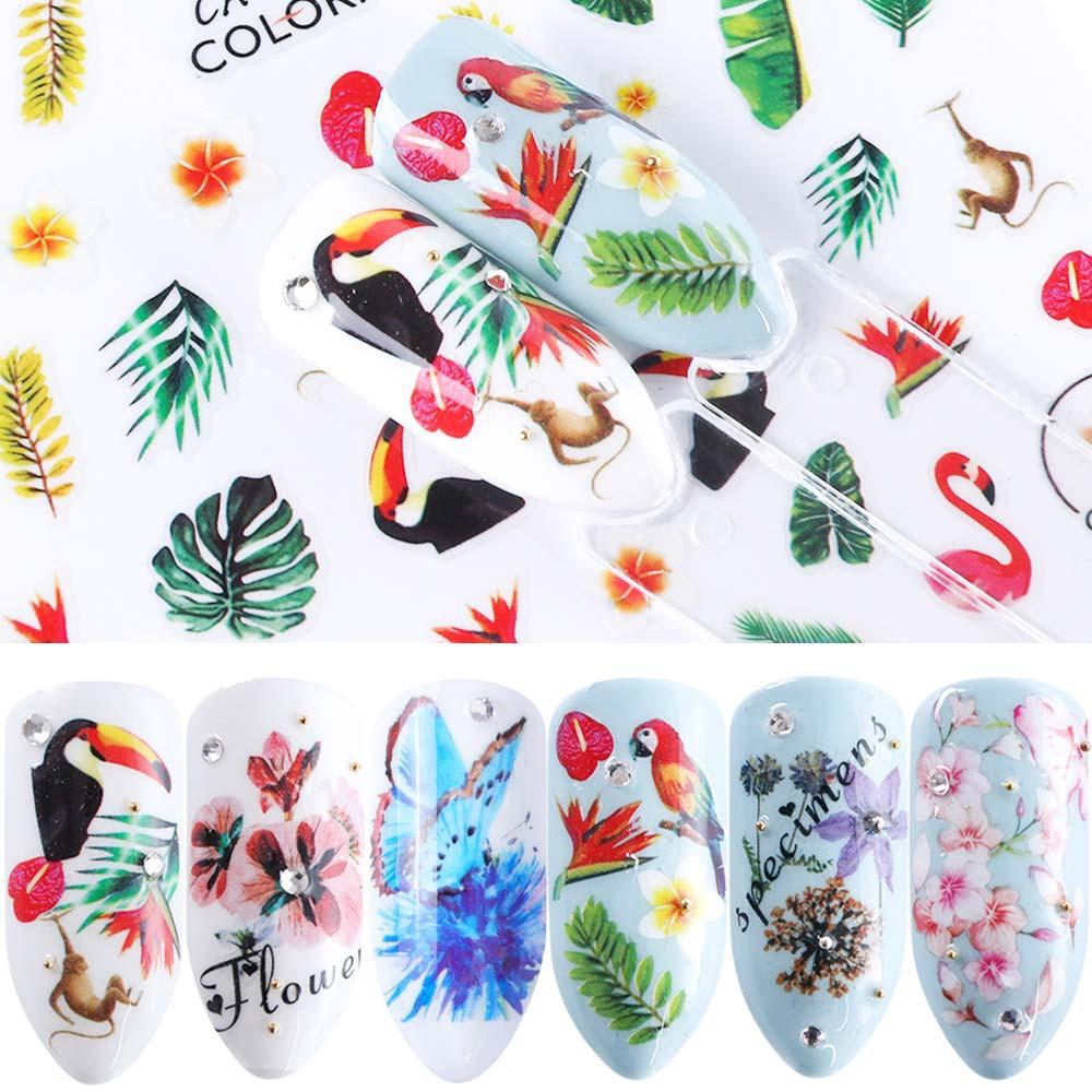 Sticker nails - hình dán móng 3D hoa vẹt