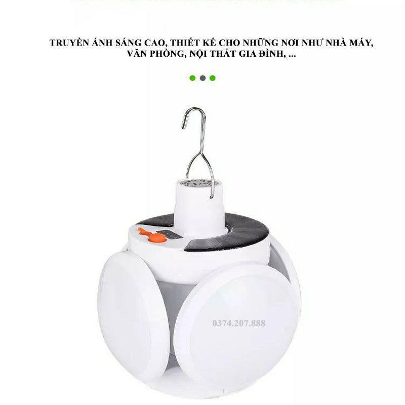 Bóng đèn led tích điện, năng lượng mặt trời hình 4 Cánh Hoa có thể đóng mở (40W)