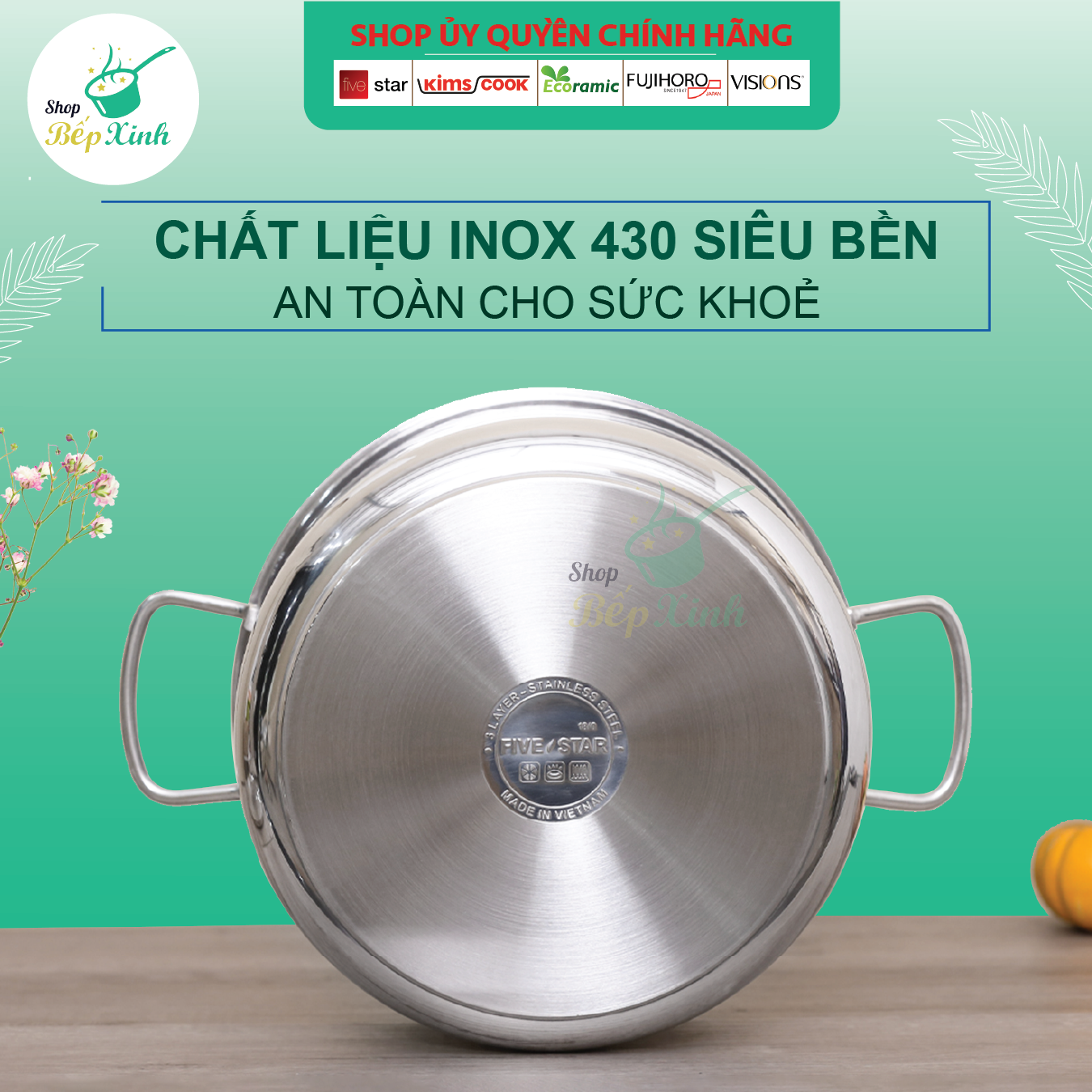 Bộ 2 nồi inox 3 đáy từ Fivestar 18cm và 24cm - hàng chính hãng