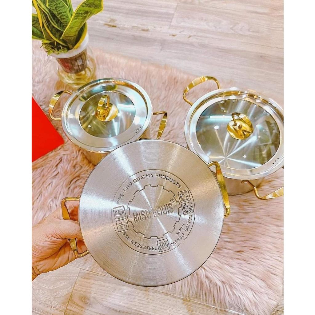 Sét 3 nồi Misu Louis inox cao cấp 5 đáy công nghệ Đức