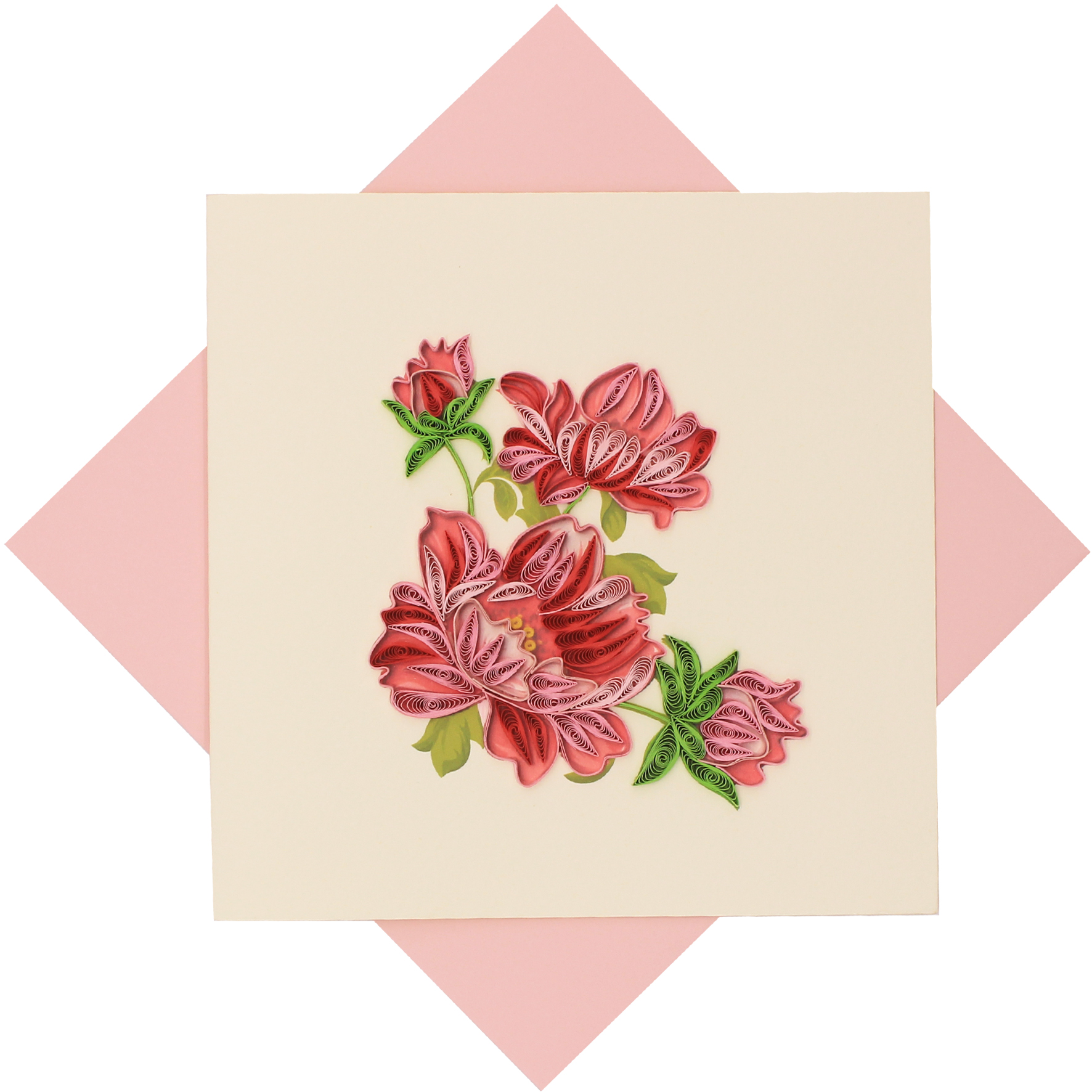 Thiệp Handmade - Thiệp Hoa mẫu đơn nghệ thuật giấy xoắn - Tặng Kèm Khung Giấy Để Bàn - Thiệp chúc mừng sinh nhật, kỷ niệm, tình yêu, cảm ơn...