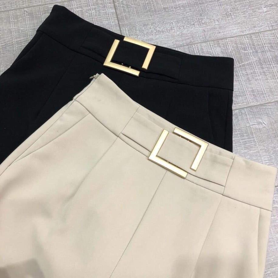 Quần baggy nữ họa tiết đai vuông quần tây công sở đai vuông chất tuyết mưa đứng from, thời trang Banamo Fashion 834