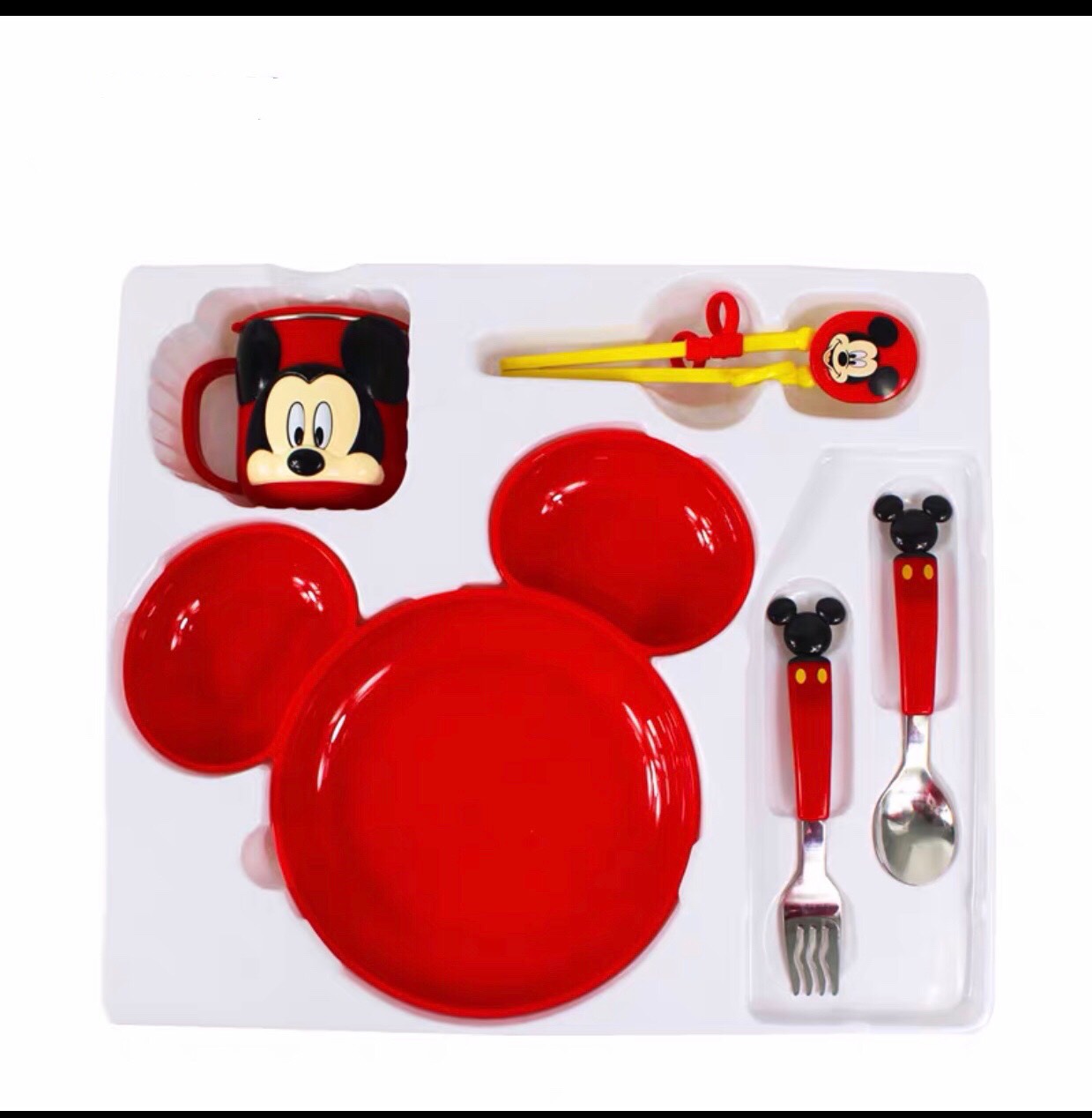 Set ăn uống 5 món hình Mickey siêu cute dành cho trẻ em,các bé