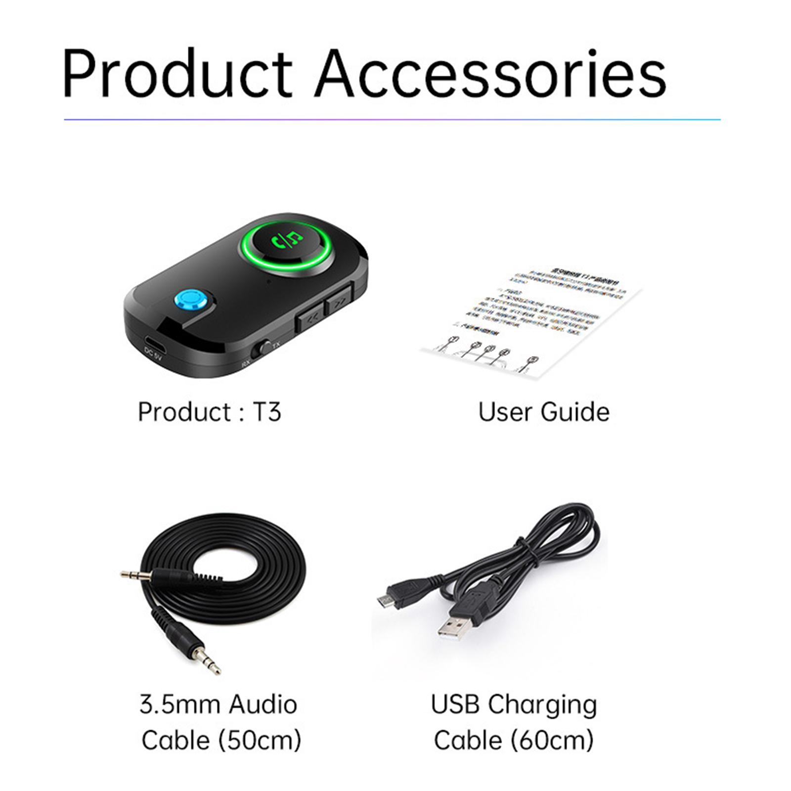 2-in-1 Car Bluetooth Audio Adapter Transmitter and Receiver Multifunction