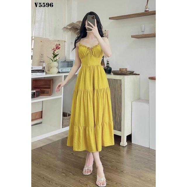 Váy đầm nữ hai dây dáng xòe kiểu dáng trẻ trung quyến rũ thích hợp mặc đi chơi