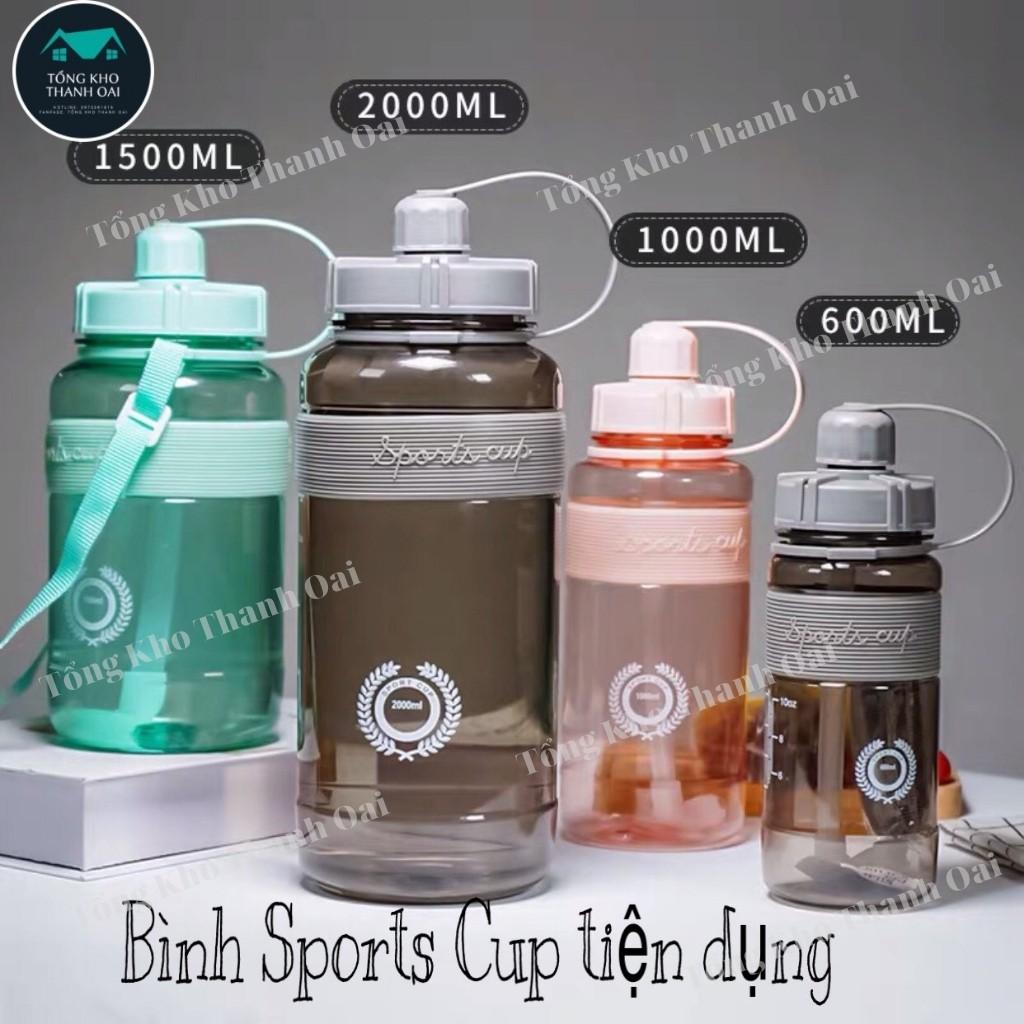 Bình Nước Thể Thao Chai Nhựa Đựng Nước SPORTS CUP Có Ống Hút Và Dây Đeo SPORTS CUP 1000ml