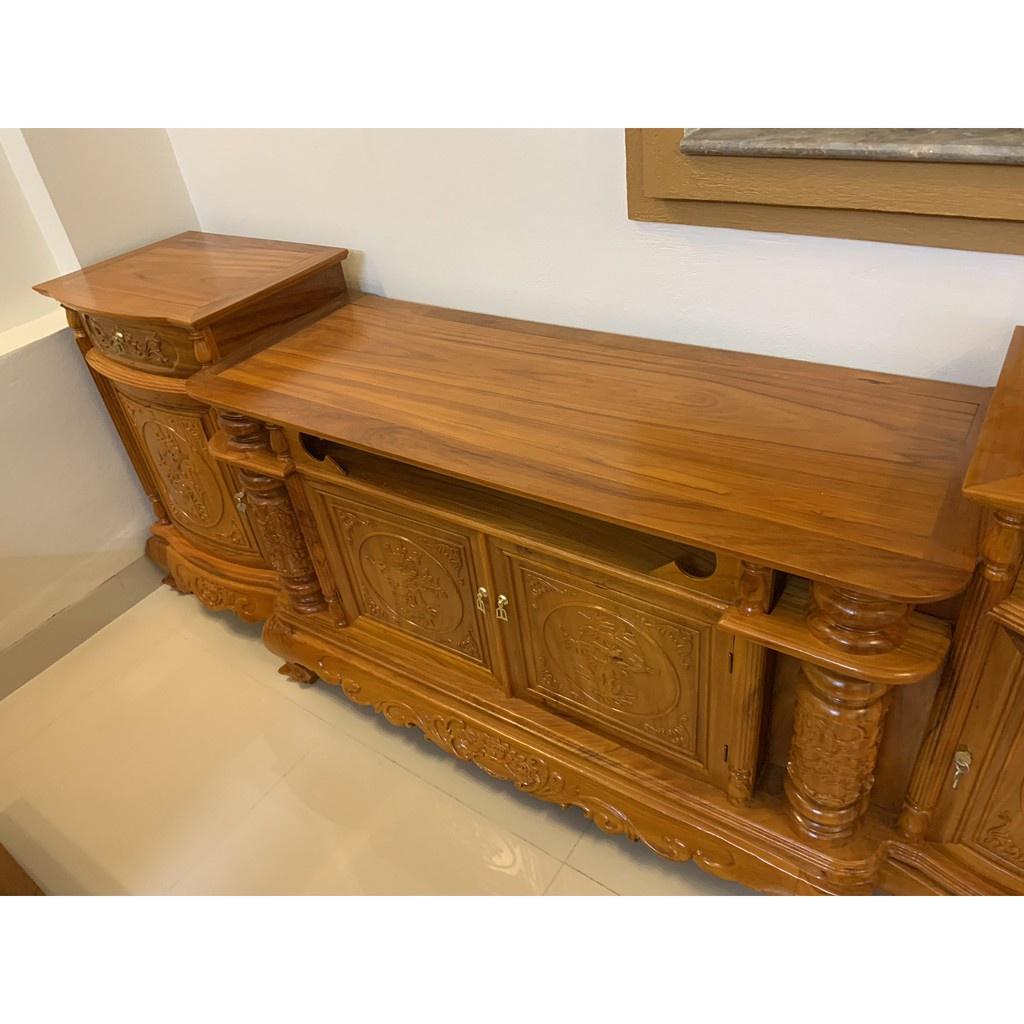 Kệ Tivi Kiểu Cột Nho Gỗ Gõ Đỏ